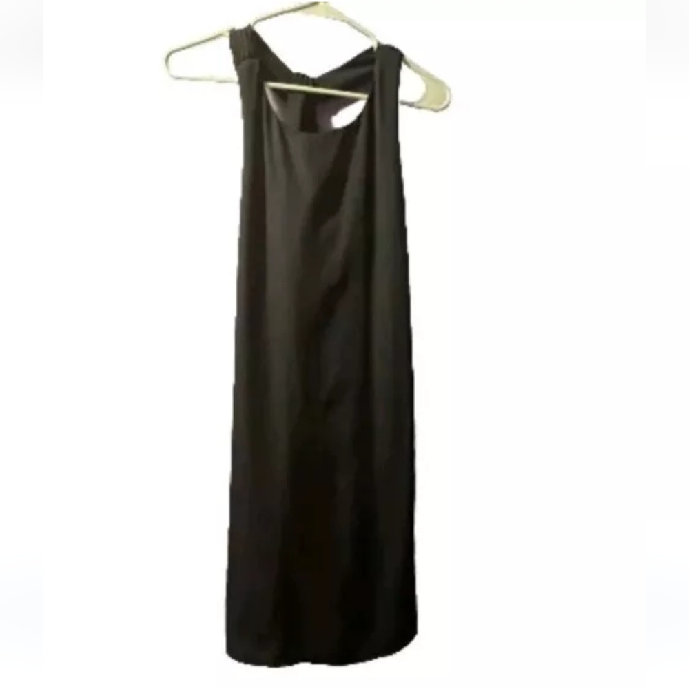 Eclair Womens Sleeveless Navy Bluee Shift Criss Cross Dress Knee Length Size S